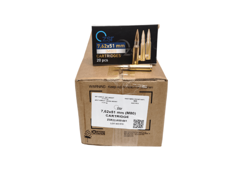 ZSR .308 Win 7.62x51mm CASE M80 149 Grain FMJ 500 Rounds